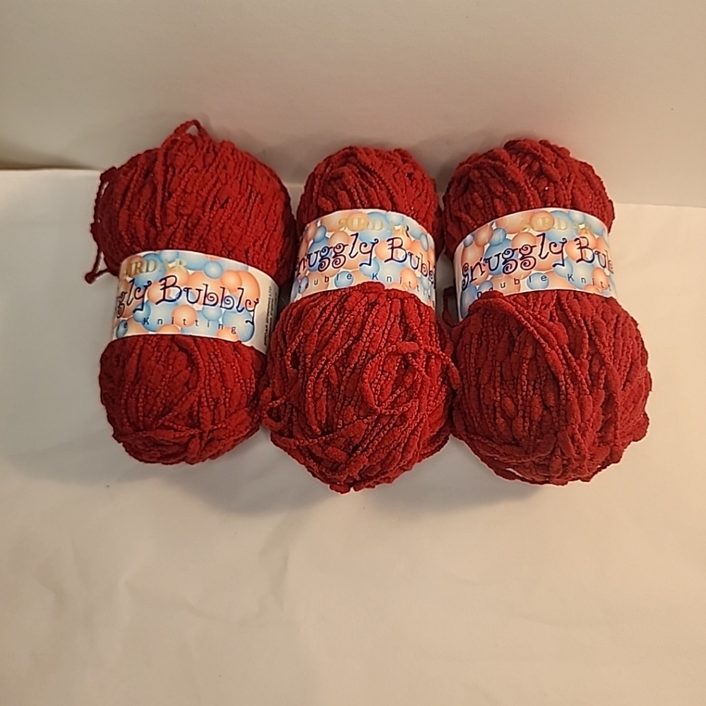 3 Skeins Sirdar Snuggly Bubbly Yarn 50g 128m Red 0207 Knitting Crochet Craft